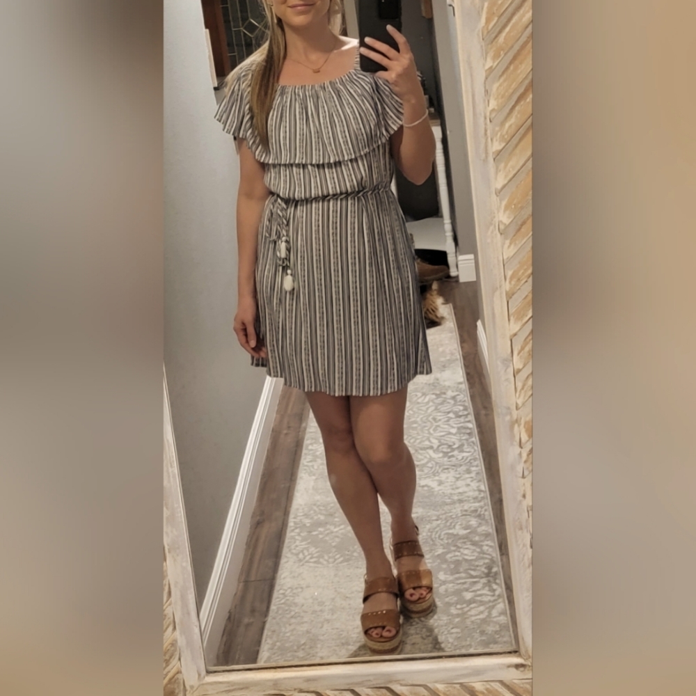 Blue and White Striped Dress